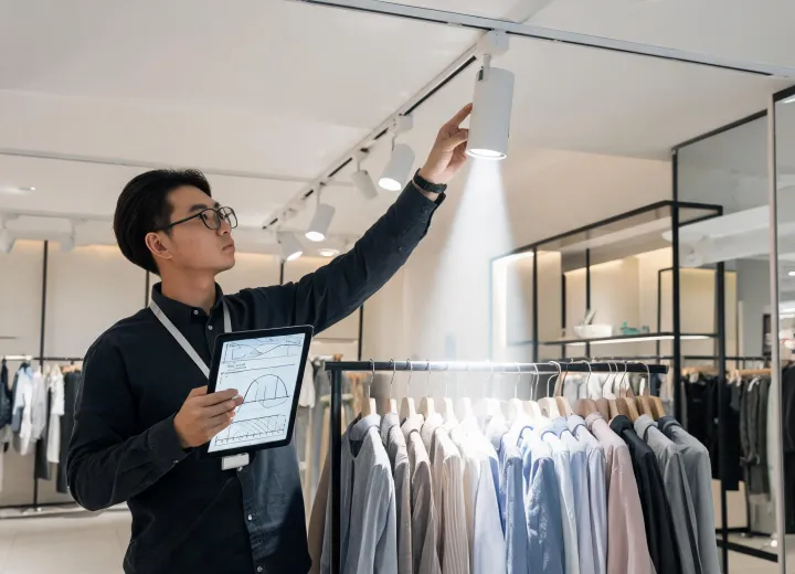 Retail track luminaire optical evaluation